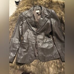 Vintage Women's Brown Leather Blazer